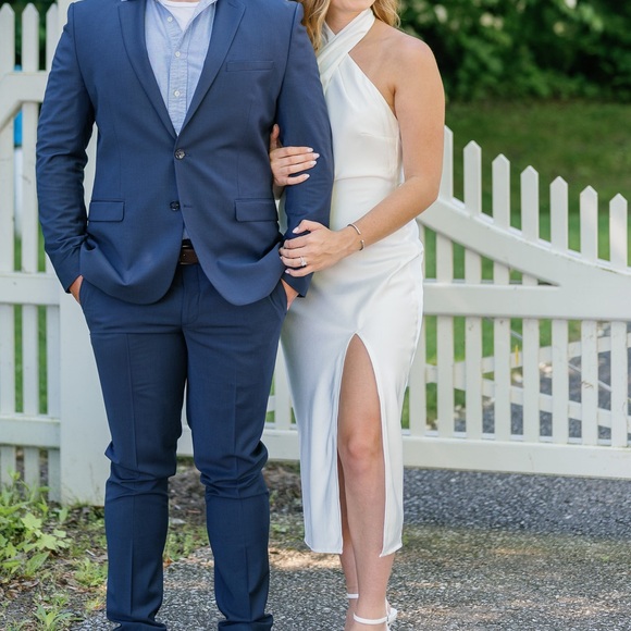 Lulus Beyond Classy White Satin Halter Midi Dress - Picture 3 of 4